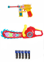Load image into Gallery viewer, Kiddies Pretend Play Electric Gear Saw and Electric gear Mauser Pistol Toy