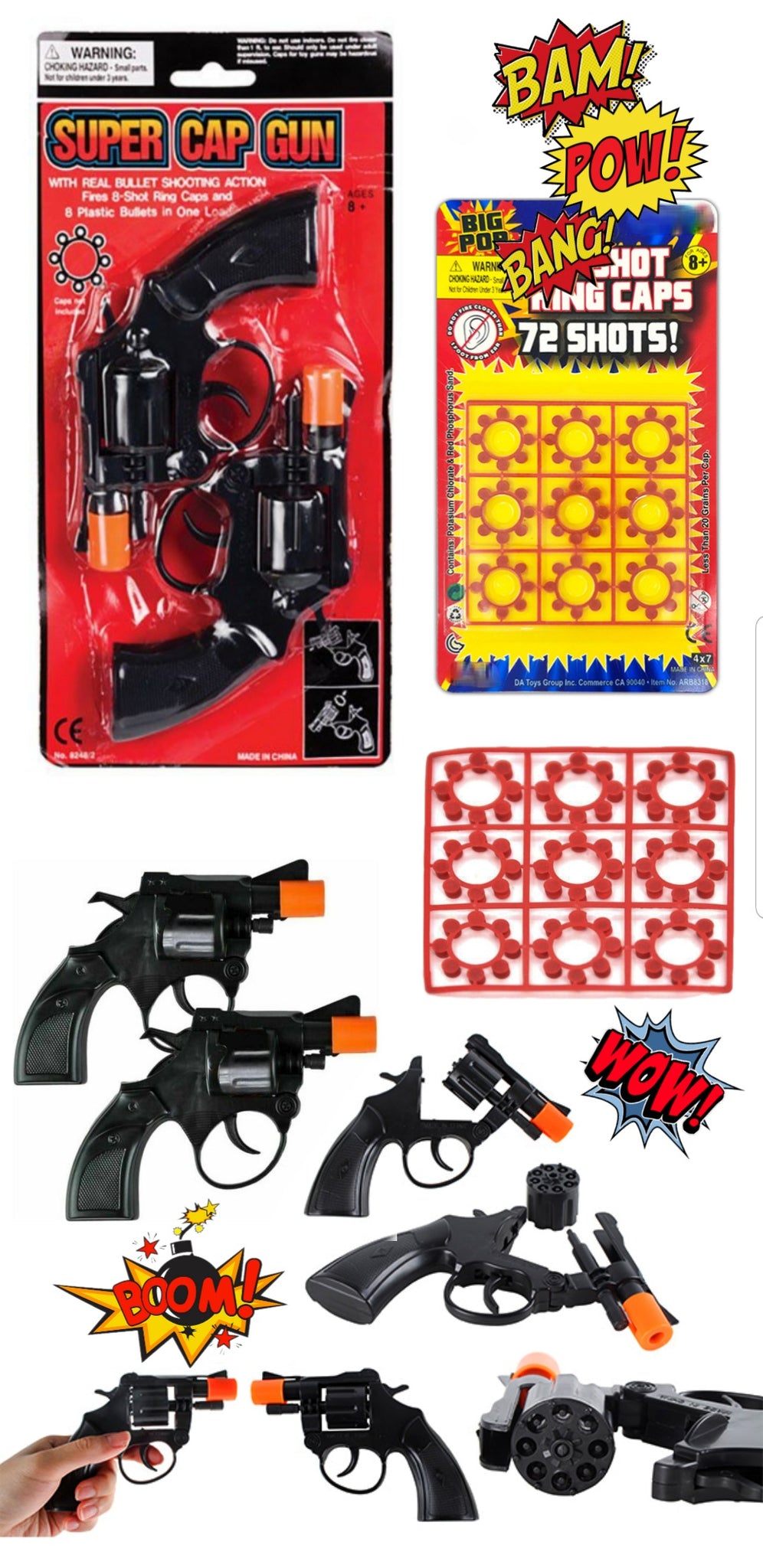 Classic Revolver Style Toy Cap Gun with Caps – Kika Kids Boutique