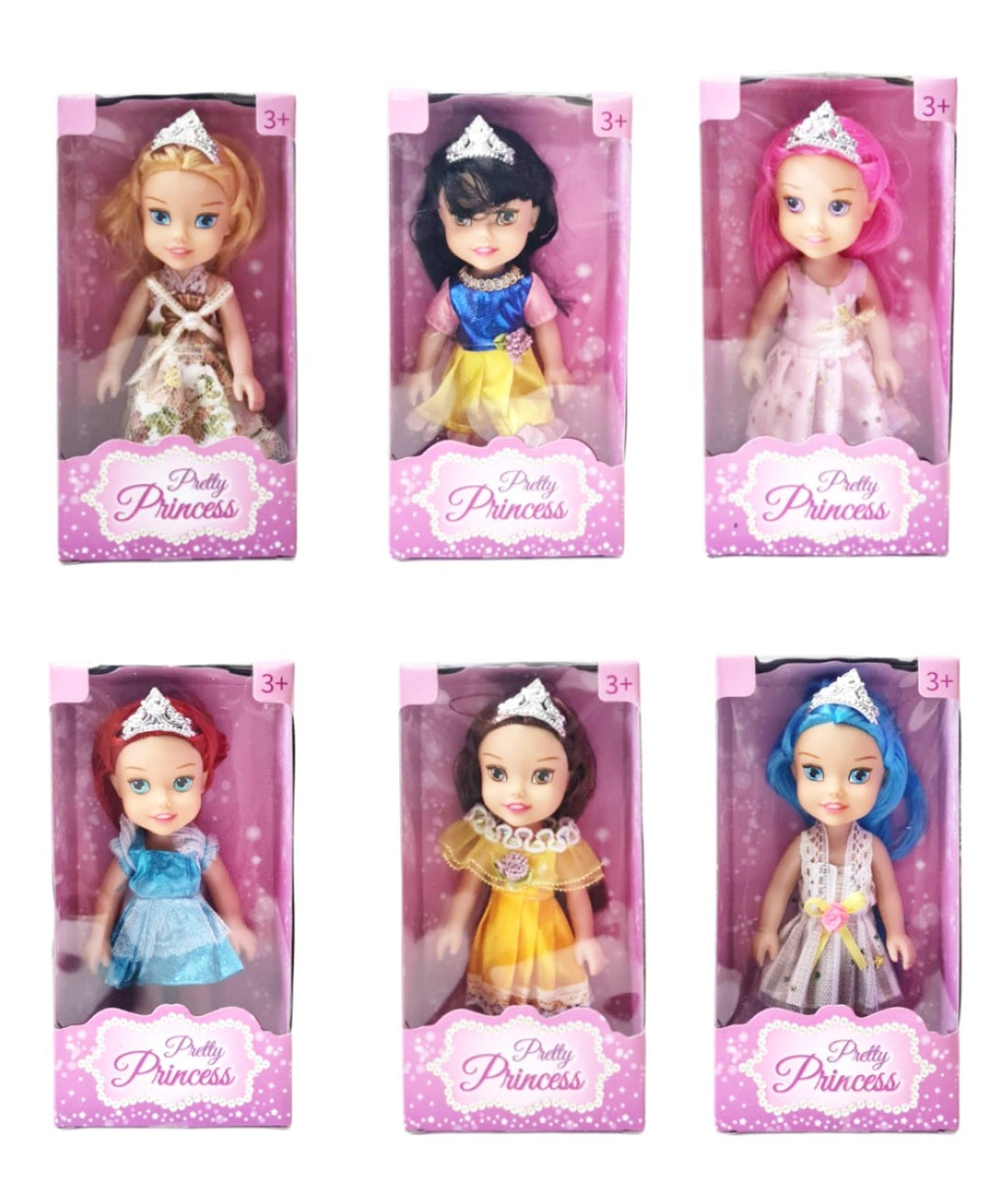 Set Of 6 Collectible Pocket Princess Dolls - 16cm