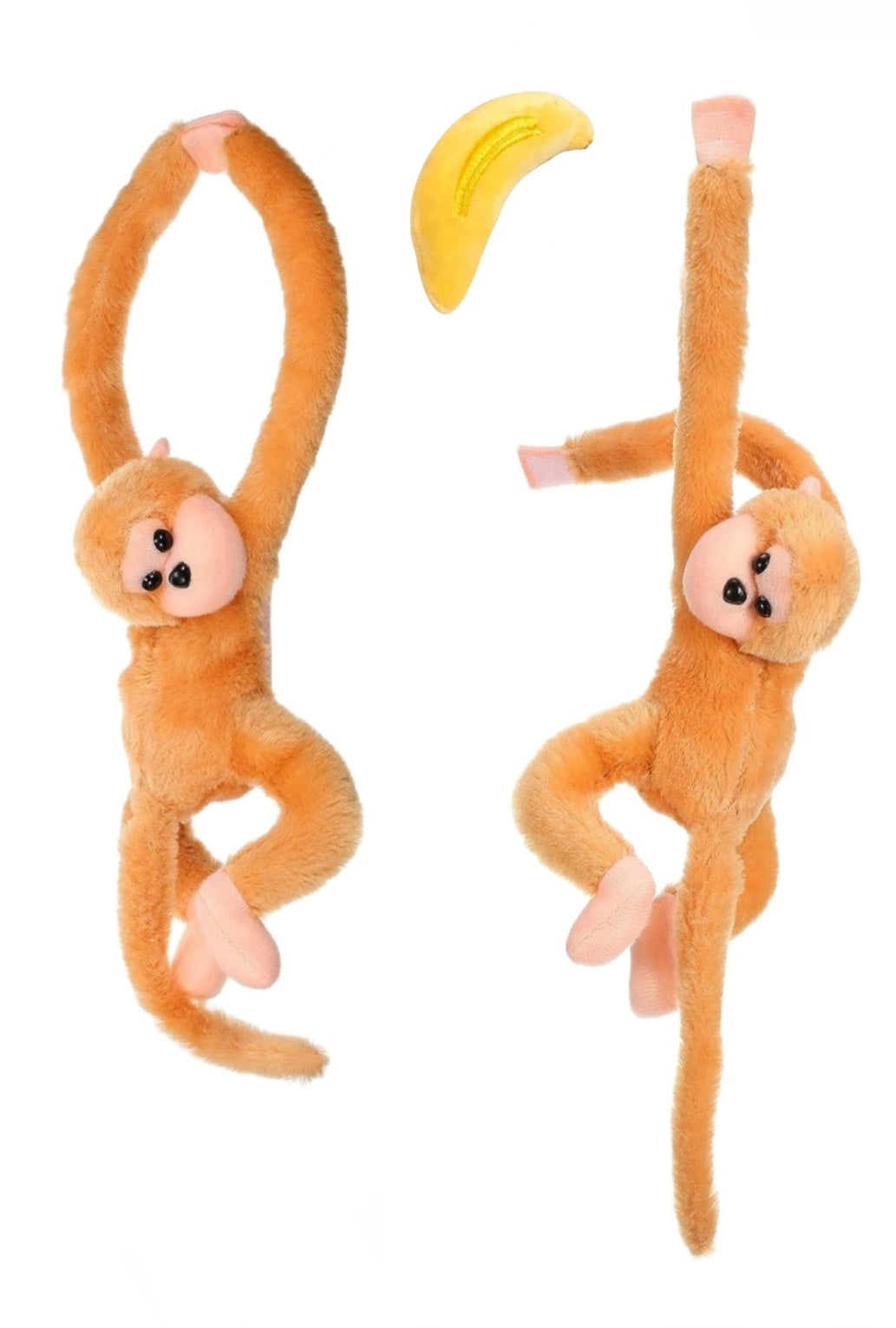 Giant 75cm Mobile Hanging Howler Monkey Baby Mobiles - 2 Pack With Plush Banana - Caramello Gold