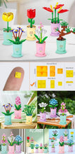 Load image into Gallery viewer, Set of 12 Botanical 3D Bouquet of Florist Flower Bricks and Potted Plants
