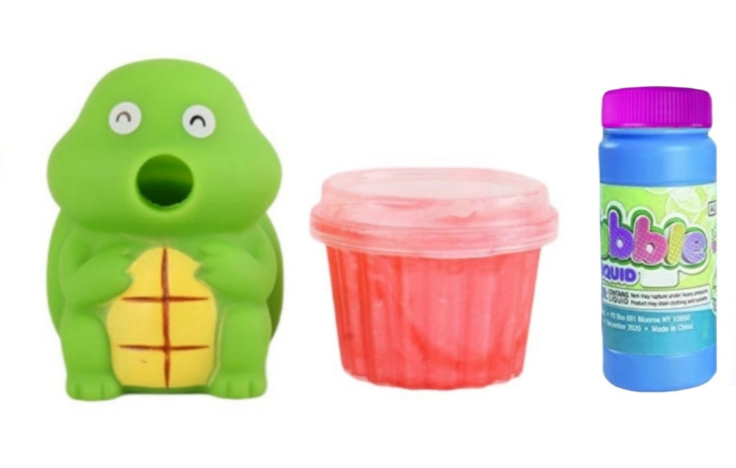 Slime Slurping Puking Squeeze Animal Toy With Bubbles - Time Turtle