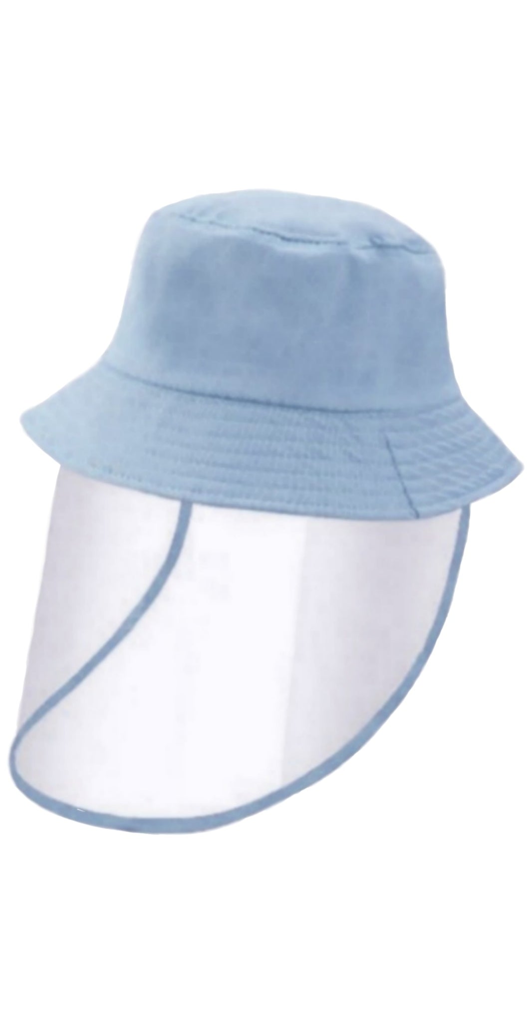 Kids Bucket Hat With Visor and Kiddies Face Shield - Light Blue