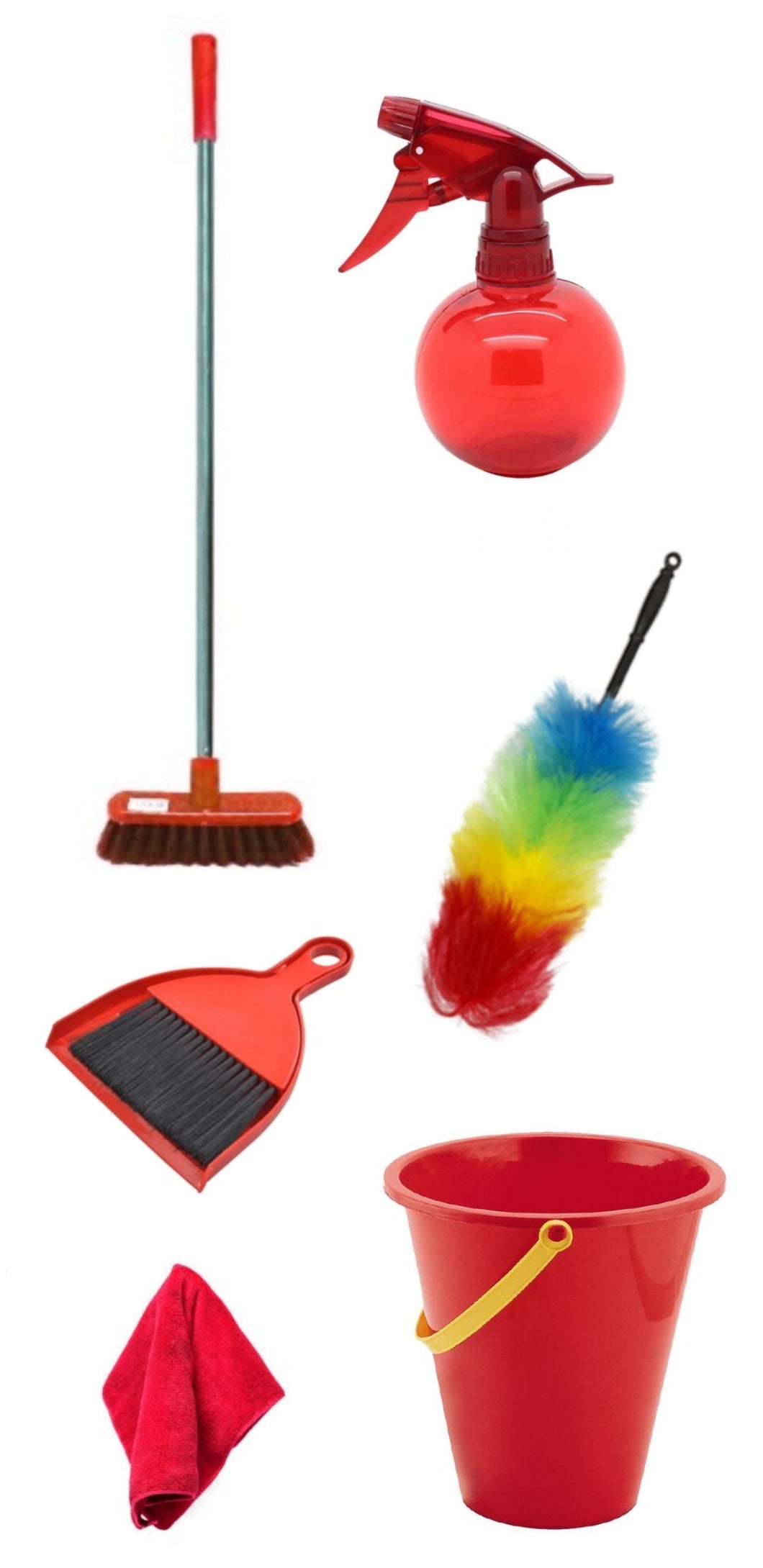 Kids Pretend Play Cleaning Set Red - 7 Piece