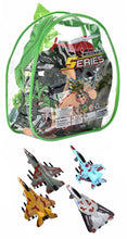 Load image into Gallery viewer, Kids Military Playset - Set of 4 Die-Cast Military Aircraft &amp; Army Backpack
