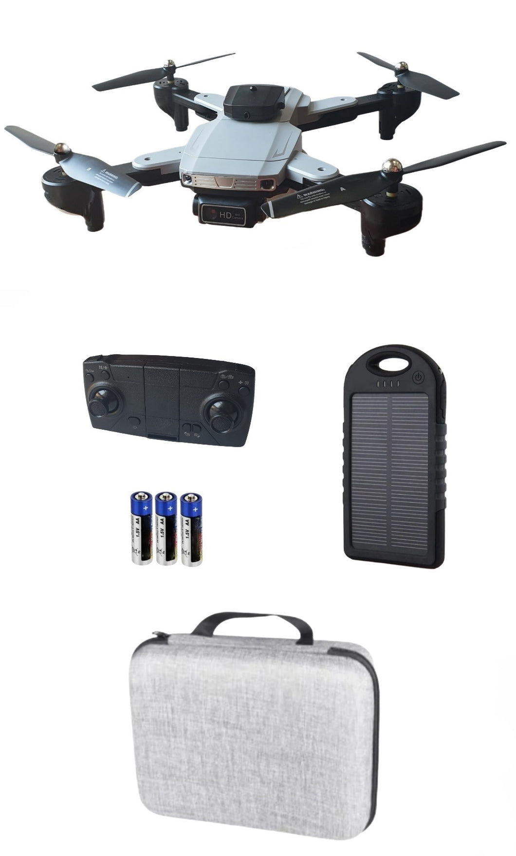 ZD9 Drone Kit - Foldable Drone Kit with Powerbank & Batteries - Silver